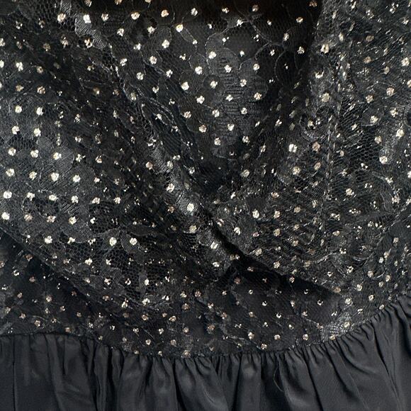 VTG 90s Black Mini Party Dress 9 Prom Puff Slv Tiered Witch Goth Grunge Punk Bow - Picture 6 of 16